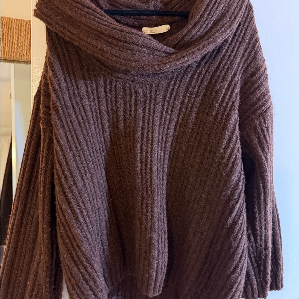 OAK + FORT Chocolate Brown Cowl Neck Sweater